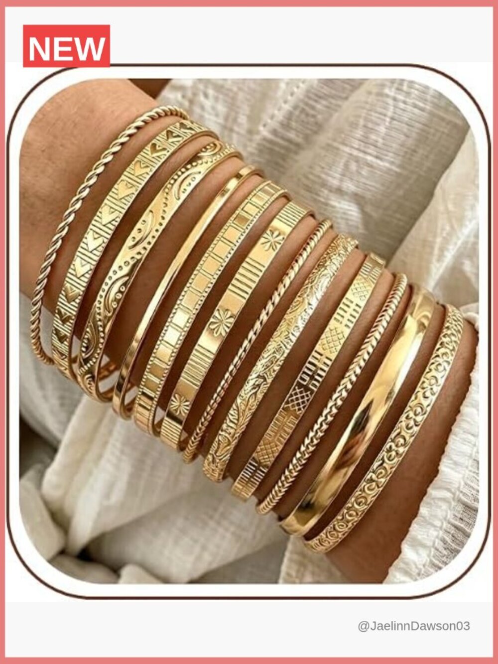 12 Pcs Stackable Gold Bangle Bracelet Set Adjustable Boho